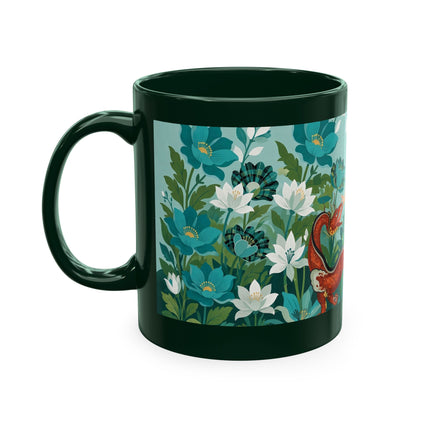 🐉🌿 The Lady & The Garden Dragon Ceramic Mug – Art Deco Botanical Whimsy