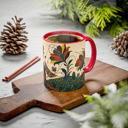 🌺🦋 The Enchanted Floral Voyage Colorful Mug – Art Deco Botanical Whimsy