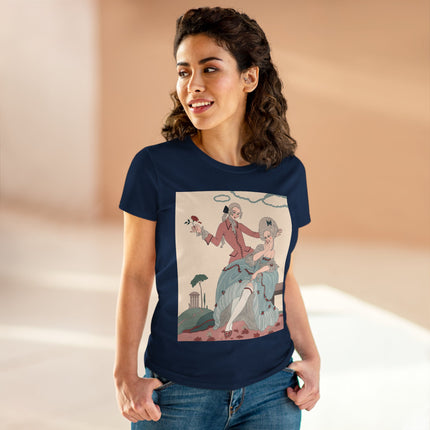 🌹🎀 The Rose Garden Courtship Cotton Tee – Art Deco Romantic Fashion