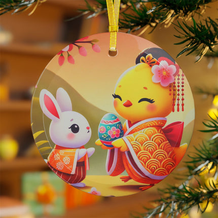 Whimsical Springtime Exchange Glass Ornament
