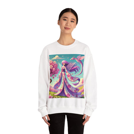 Petals in the Wind: The Kimono Fairy and the Sky Dragon Heavy Blend™ Crewneck Sweatshirt