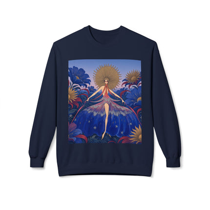 🌞🌸 The Celestial Blossom Garden Dancer Midweight Crewneck Sweatshirt – Art Deco Floral Fantasy