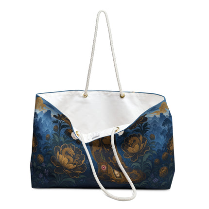🐉🖤 The Imperial Dragon Blossom Empress Weekender Bag – Art Deco Oriental Elegance
