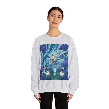 🪶🌺 The Pelican Garden Dance Crewneck Sweatshirt – Art Deco Botanical Whimsy
