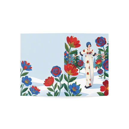 🌹❄️ The Lady Of The Winter Rose Garden Greeting Card – Art Deco Holiday Fantasy