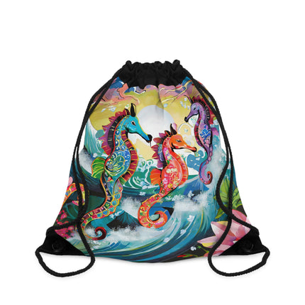 Seahorse Symphony Drawstring Bag