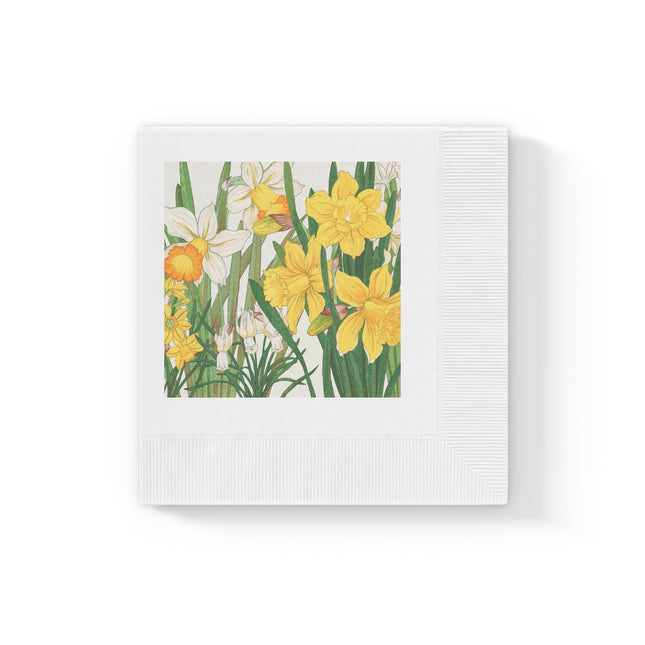 Daffodil by Tanigami Kônan White Coined Napkins