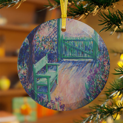 The Artist’s Garden (The Green Chair) by Theodore Earl Butler Glass Ornament