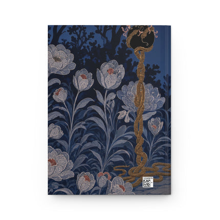 🌙🪷 The Lady Of The Moonlit Silver Garden Hardcover Journal – Art Deco Botanical Elegance