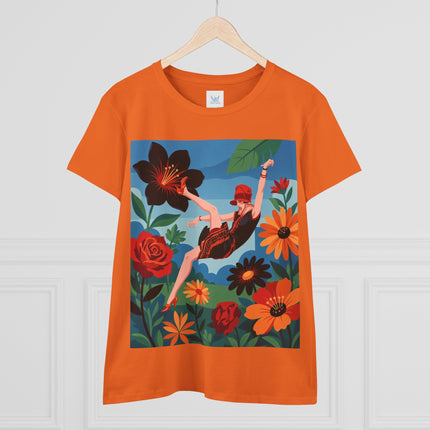 🌺✨ The Lady In The Fabulous Flowers Cotton Tee – Art Deco Floral Fantasy