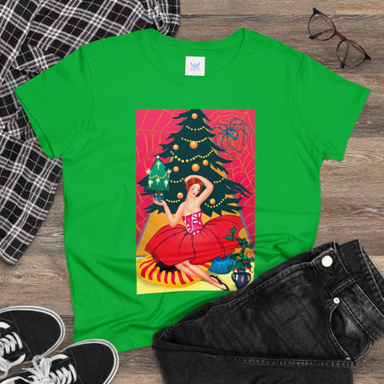 Art Deco Christmas Enchantment Women's Midweight Cotton Tee
