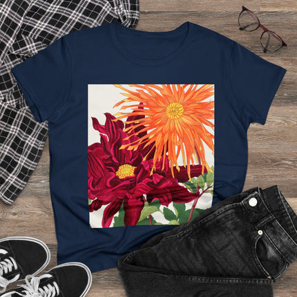 Dahlia Flower by Tanigami Kônan Women's Midweight Cotton Tee