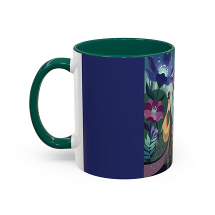 The Lady Of The Moonlit Fountain Colorful Mugs – Art Deco Botanical Serenity