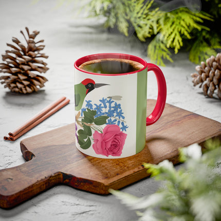 Woodpecker & Rose Colorful Mugs – Vibrant Spring & Bold Beauty