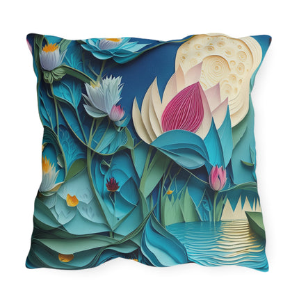 Ethereal Moonlit Lake Outdoor Pillows