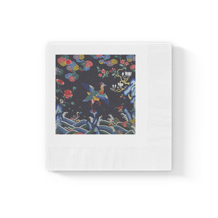 Rank Badge with Mandarin Duck White Coined Napkins