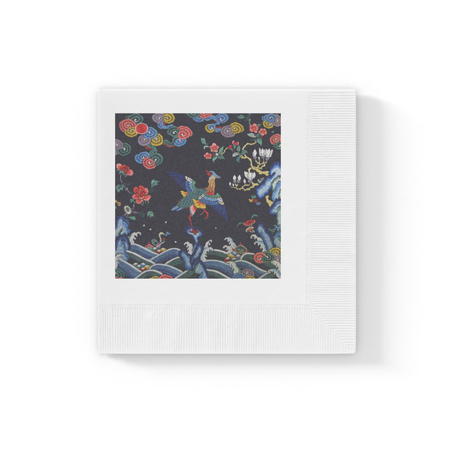 Rank Badge with Mandarin Duck White Coined Napkins