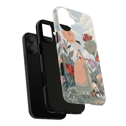 🌹🐈 The Lady And Puss In Boots Phone Case – Art Deco Floral Whimsy