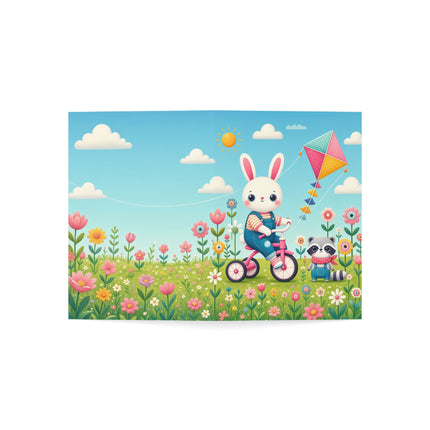 🌸🐦 The Willow Garden Maiden Greeting Card – Whimsical Japanese Garden