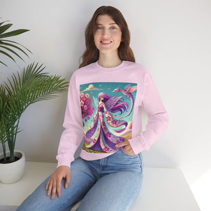 Petals in the Wind: The Kimono Fairy and the Sky Dragon Heavy Blend™ Crewneck Sweatshirt