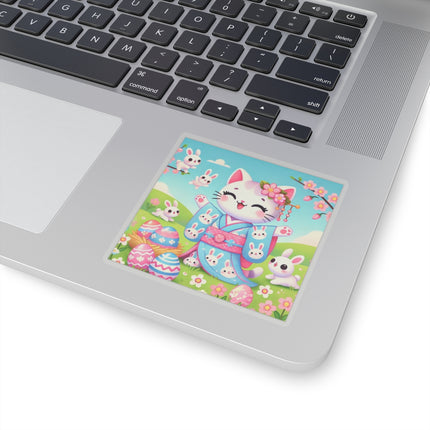 Springtime Kitten’s Easter Joy Kiss-Cut Stickers (4 Sizes)