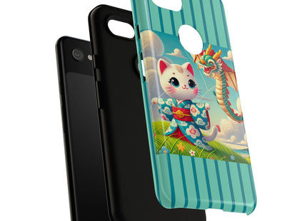 Geisha Kitten and the Dragon Kite Phone Cases
