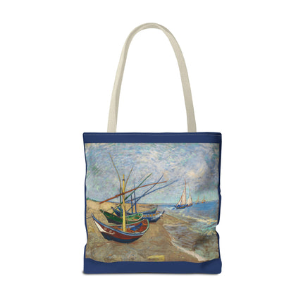 Fishing Boats on the Beach at Saintes-Maries by Vincent Van Gogh Tote Bag (AOP)
