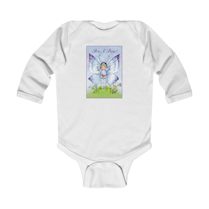 It’s A Boy! Long Sleeve Baby Bodysuit – Whimsical Wings & Cozy Celebration
