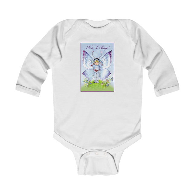 It’s A Boy! Long Sleeve Baby Bodysuit – Whimsical Wings & Cozy Celebration