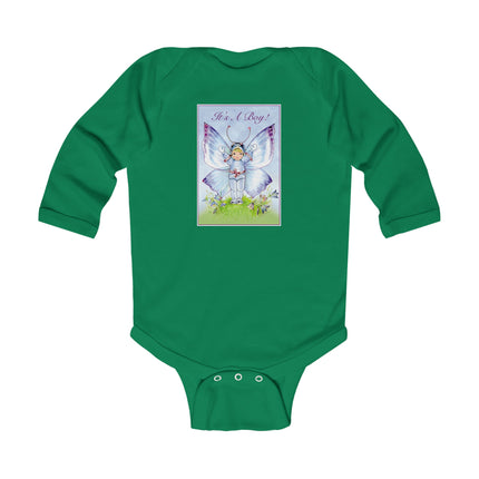 It’s A Boy! Long Sleeve Baby Bodysuit – Whimsical Wings & Cozy Celebration