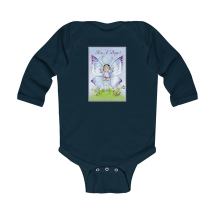 It’s A Boy! Long Sleeve Baby Bodysuit – Whimsical Wings & Cozy Celebration