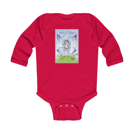 It’s A Boy! Long Sleeve Baby Bodysuit – Whimsical Wings & Cozy Celebration