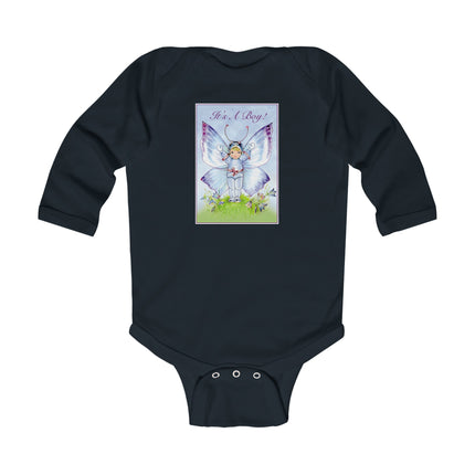 It’s A Boy! Long Sleeve Baby Bodysuit – Whimsical Wings & Cozy Celebration