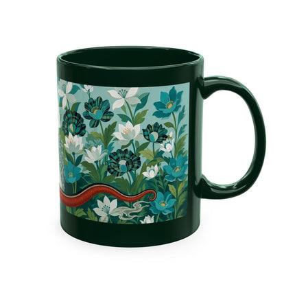 🐉🌿 The Lady & The Garden Dragon Ceramic Mug – Art Deco Botanical Whimsy