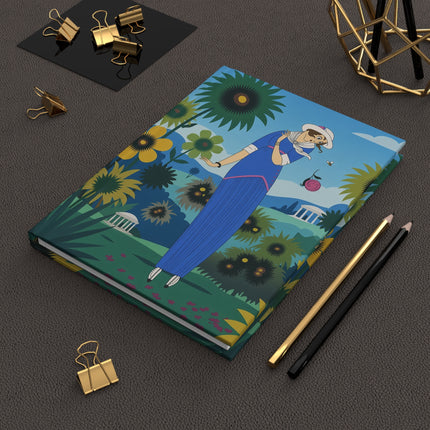 🌻💙 The Lady Of The Sunflower Garden Hardcover Journal – Art Deco Fashion Illustration