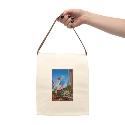 Periwinkle Painting the Petals Ida Outhwaite Canvas Lunch Bag With Strap