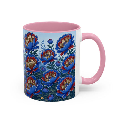 💙🌺 The Sapphire Blossom Garden Dancer Colorful Mug – Art Deco Fashion Fantasy
