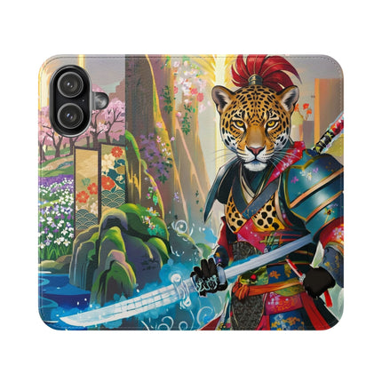 🐆⚔️ Circuit Samurai Jaguar Flip Case – Neon Power & Electric Honor