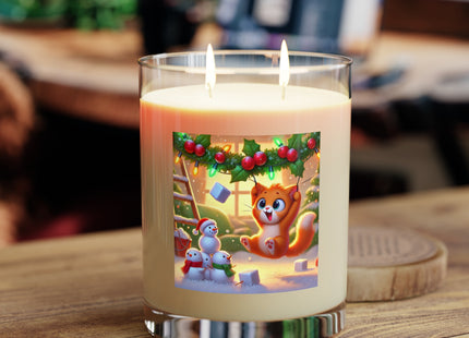 Naughty or Nice Kitten Christmas Scented Candle - Full Glass, 11oz