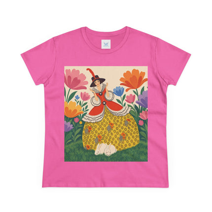 🐇🌼 The Enchanted Rabbit Garden Cotton Tee – Art Deco Floral Whimsy