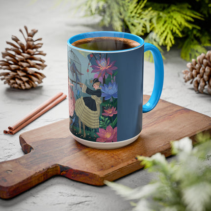The Ladies And The Enchanted Macaw Colorful Mugs – Art Deco Botanical Elegance