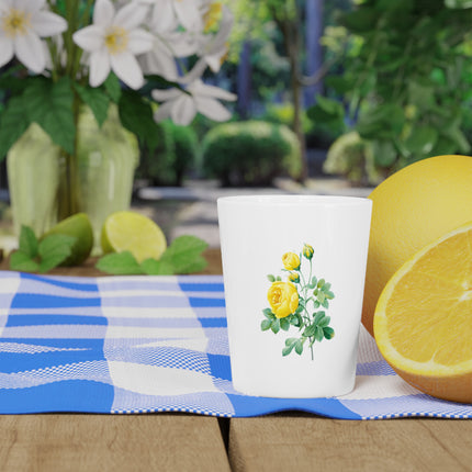 Yellow Rose Botanical Illustration by Pierre-Joseph Redouté Ceramic Shot Glass