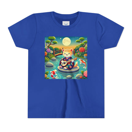 Melodic Kitten by the Koi Pond Youth Short Sleeve Tee