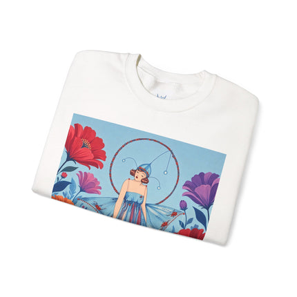 🎪🌺 The Flower Garden Harlequin Crewneck Sweatshirt – Art Deco Fashion Whimsy