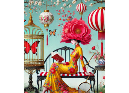 Reading In A Painted Garden Matte Vertical Posters