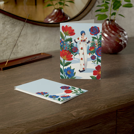 🌹❄️ The Lady Of The Winter Rose Garden Greeting Card – Art Deco Holiday Fantasy