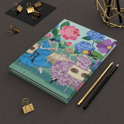 🌸🫖 The Ladies Of The Hydrangea Tea Garden Hardcover Journal – Art Deco Fashion Illustration