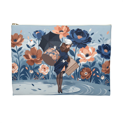 ☂️🌺 The Lady Of The Traveling Garden Accessory Pouch – Art Deco Floral Adventure