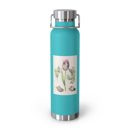 Tulip, Branches of Myrtle, and Shells by Maria Sibylla Merian Copper Vacuum Insulated Bottle, 22oz