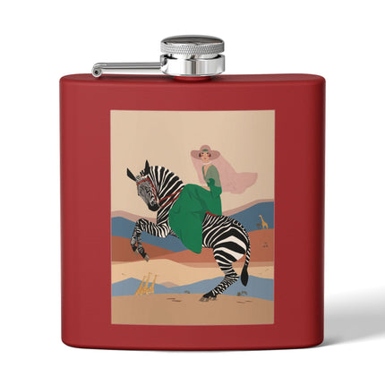 Zebra Rider Stainless Steel Flask – Safari Chic & Art Deco Adventure
